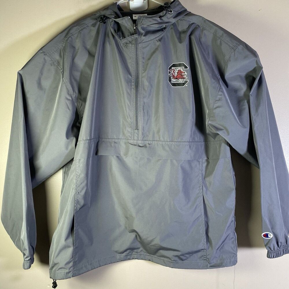 Champion South Carolina Gamecocks Rain Jacket Mens Large  Gray Pullover Light